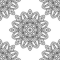 padrão sem emenda de fantasia com mandala ornamental. fundo abstrato flor doodle redondo. círculo geométrico floral. ilustração vetorial. vetor