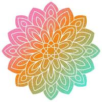 mandala de flor gradiente colorida. elemento decorativo desenhado à mão. elemento floral ornamental doodle redondo isolado no fundo branco. vetor