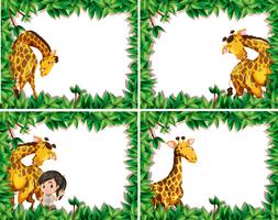Conjunto de girafa no quadro de natureza vetor