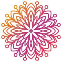 mandala de flor gradiente colorida. elemento decorativo desenhado à mão. elemento floral ornamental doodle redondo isolado no fundo branco. vetor