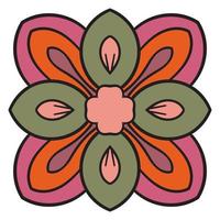 mandala colorida fofa. flor ornamental doodle redondo isolado no fundo branco. ornamento decorativo geométrico em estilo étnico oriental. vetor