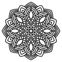 mandala de flor de contorno preto. elemento decorativo vintage. flor ornamental doodle redondo isolado no fundo branco. elemento de círculo geométrico. vetor