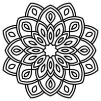 mandala de contorno. flor ornamental doodle redondo isolado no fundo branco. elemento de círculo geométrico. vetor