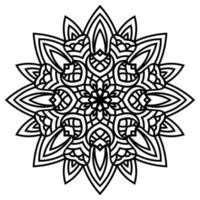 mandala de flor de contorno preto. elemento decorativo vintage. flor ornamental doodle redondo isolado no fundo branco. elemento de círculo geométrico. vetor