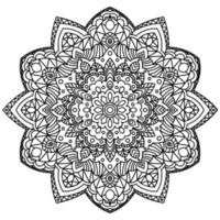 mandala de flor de contorno preto. elemento decorativo vintage. flor ornamental doodle redondo isolado no fundo branco. elemento de círculo geométrico. vetor