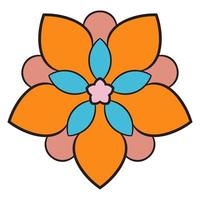 mandala colorida fofa. flor ornamental doodle redondo isolado no fundo branco. ornamento decorativo geométrico em estilo étnico oriental. vetor