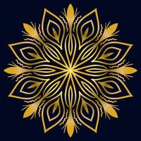 mandala de ouro fofa. flor ornamental doodle redondo isolado em fundo escuro. ornamento decorativo geométrico em estilo étnico oriental. vetor