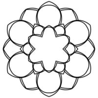 mandala de contorno. flor ornamental doodle redondo isolado no fundo branco. elemento de círculo geométrico. vetor