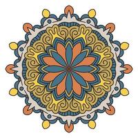 mandala colorida fofa. flor ornamental doodle redondo isolado no fundo branco. ornamento decorativo geométrico em estilo étnico oriental. vetor