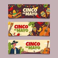 conjunto de banner cinco de mayo vetor