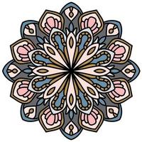 mandala colorida fofa. flor ornamental doodle redondo isolado no fundo branco. ornamento decorativo geométrico em estilo étnico oriental. vetor