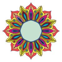 mandala colorida fofa. flor ornamental doodle redondo isolado no fundo branco. ornamento decorativo geométrico em estilo étnico oriental. vetor