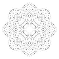 mandala de flores pontilhadas. elemento decorativo. doodle redondo ornamental isolado no fundo branco. elemento de círculo geométrico. vetor