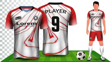 Camisa de futebol, camisa de esporte ou modelo de maquete de apresentação de uniforme de futebol Kit. vetor