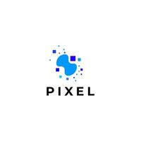 logotipo de pixel de tecnologia abstrato plano moderno vetor