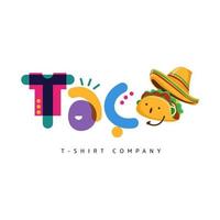 inspiração de design de logotipo de taco engraçado e colorido vetor