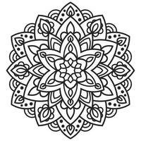 mandala de contorno. flor ornamental doodle redondo isolado no fundo branco. elemento de círculo geométrico. vetor