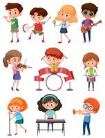 Crianças, com, instrumento música vetor