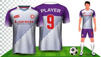 Camisa de futebol, camisa de esporte ou modelo de maquete de apresentação de uniforme de futebol Kit. vetor