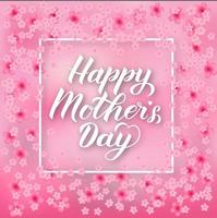 feliz dia das mães letras de caligrafia em fundo rosa suave com flores da primavera. cartaz de tipografia do dia das mães. modelo vetorial fácil de editar para convites de festa, cartões, etiquetas, panfletos vetor
