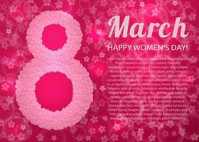 bandeira rosa do dia internacional da mulher. 8 de março de fundo vector brilhante com corações. modelo de design fácil de editar para suas obras de arte.
