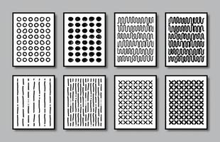 conjunto de arte de parede com padrão abstrato desenhado à mão vetor