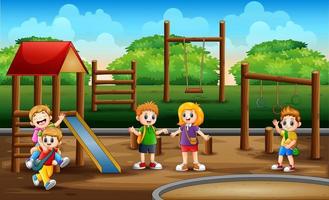 crianças em idade escolar na cena do playground vetor