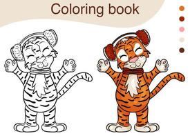 tigre. ilustração a preto e branco para um livro de colorir. o símbolo do ano novo de acordo com o calendário chinês. estilo de desenho vetorial vetor