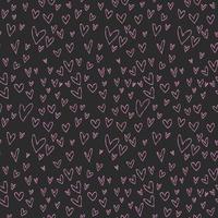 bonito padrão preto com corações de linha doodle rosa. têxteis para crianças, tecido, livro, quarto, bebê. scrapbook de papel digital, plano de fundo transparente. vetor