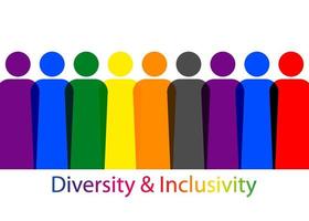 inclusão e diversidade. silhuetas de pessoas e conjunto lgbtq, logotipo de vetor de retrato de pessoas para site, conceito de orgulho gay de banner, vetor de sinal de arco-íris colorido isolado no fundo branco