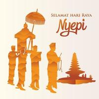 selamat hari raya nyepi. tradução feliz dia do silêncio nyepi. vetor