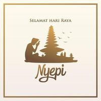 selamat hari raya nyepi. tradução feliz dia do silêncio nyepi vetor