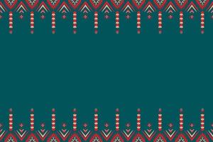 flor vermelha e laranja na cerceta azul. design tradicional de padrão oriental étnico geométrico para plano de fundo, tapete, papel de parede, roupas, embrulho, batik, tecido, estilo de bordado de ilustração vetorial vetor