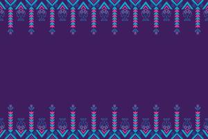 flor rosa e azul em roxo. design tradicional de padrão oriental étnico geométrico para plano de fundo, tapete, papel de parede, roupas, embrulho, batik, tecido, estilo de bordado de ilustração vetorial vetor