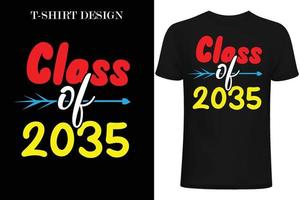 classe de 2035 design de t-shirt. design de camiseta de volta às aulas. design de camiseta de 1º dia na escola vetor