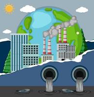 salve o conceito de planeta com fundo de planta industrial vetor