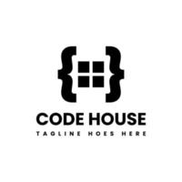 design de logotipo de casa de código vetor