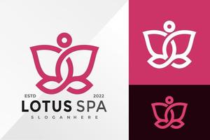 modelo de ilustração vetorial de design de logotipo de spa de lótus de pessoas vetor