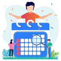 ilustração vetorial personagem de desenho animado gráfico da agenda e programação de eventos no calendário vetor