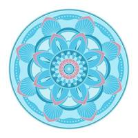 vetor de mandala. um ornamento monocromático azul e rosa redondo simétrico. sorteio étnico