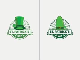 logotipo do dia de são patrício com chapéus verdes com modelo de vetor premium