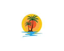 Modelo de logotipo de verão palmeira