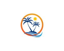 Modelo de logotipo de verão palmeira