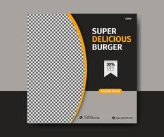 modelo de design de banner de postagem de promoção de mídia social de menu de comida de hambúrguer vetor