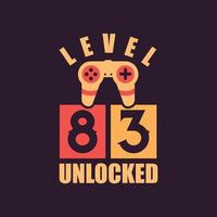 nível 83 desbloqueado, 83º aniversário para jogadores vetor
