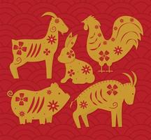cinco animais do zodíaco chinês vetor