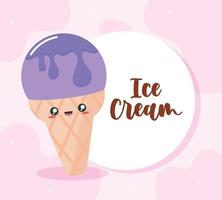 cartão de sorvete kawaii vetor