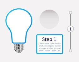 lâmpada com conjunto de elementos de design gráfico infográfico moldura azul vetor