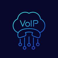 telefonia voip, ícone de linha de chamada, vetor