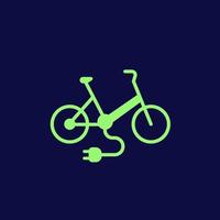 bicicleta elétrica, bicicleta com ícone de tomada elétrica vetor